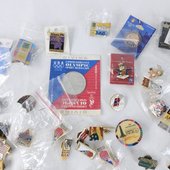 Vintage Olympic Games Pin Lot USA LA 1984 Atlanta 1996 Mascots Sponsors Rare Set - Picture 3 of 12